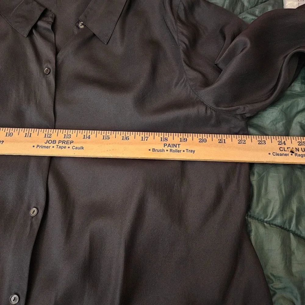 Rebecca Taylor Women Black Button Front Blouse Long Sleeve Collared Shirt Sz 16